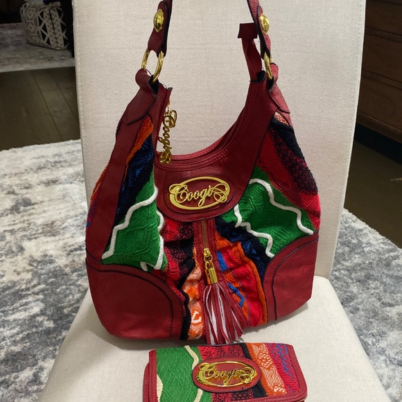 Vintage COOGI rare knitted red gold multicolor purse bag & wallet Hobo Shoulder - Picture 5 of 17